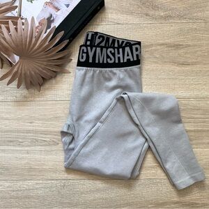 Gymshark Flex Mid Rise Light Grey Contour Leggings with Black Band Size XS